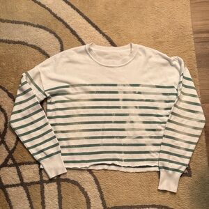 Cropped Striped White and Green Sweater size L